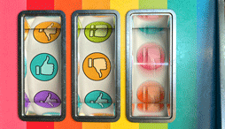 Social media symbols set up like a slot machine