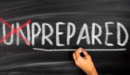 The word unprepared with 'un' crossed out