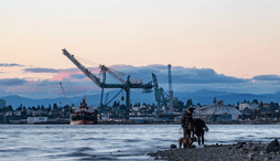 Sunset with Port of Everett in background