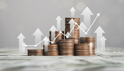 Graph showing a steady increase in money